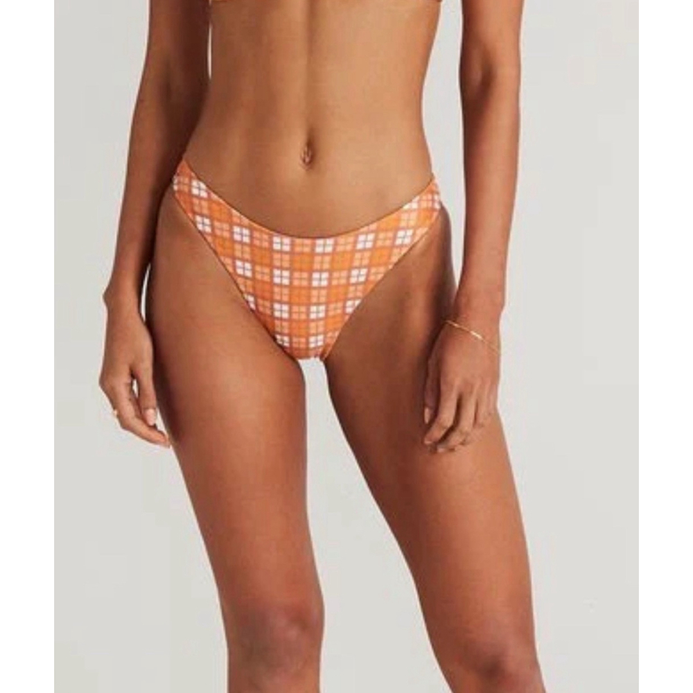 Faithfull The Brandβ Ophelle Bikini Bottoms Melody Check Print Us 4 Orange NWT
